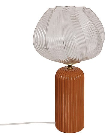 Lampe à poser forme fleur en céramique abat-jour verre PHYLAS