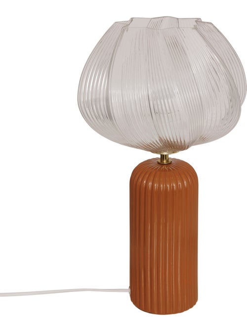 Lampe à poser forme fleur en céramique abat-jour verre PHYLAS - Kiabi