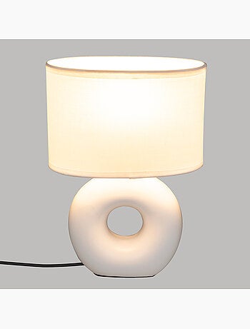 Lampe à poser grès abat-jour coton BARU