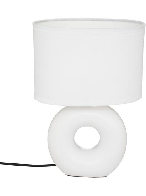 Lampe à poser grès abat-jour coton BARU - Kiabi