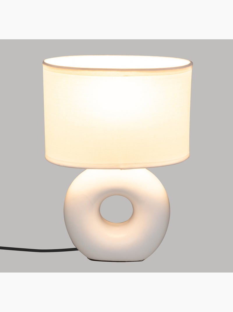 Lampe à poser grès abat-jour coton BARU Blanc - Kiabi