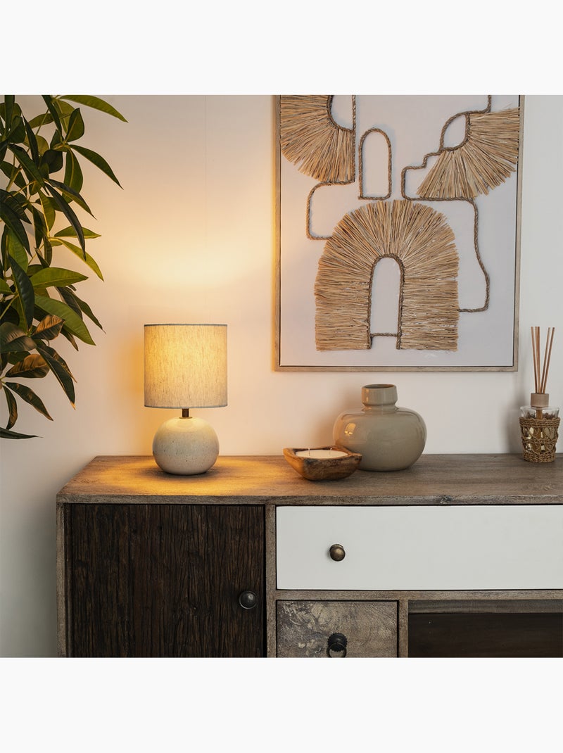 Lampe à poser grès abat-jour coton GAIA Beige - Kiabi