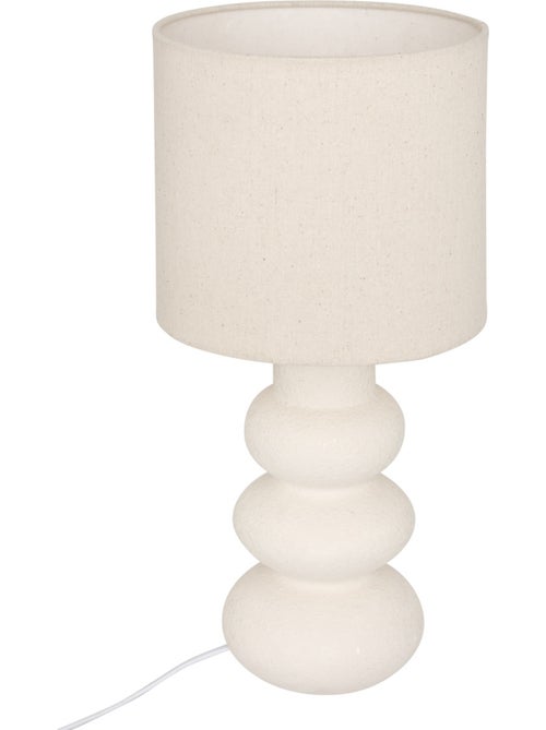 Lampe à poser grès galets abat-jour tissu ALITHA - Kiabi Lampe à poser grès galets abat-jour tissu ALITHA - Kiabi