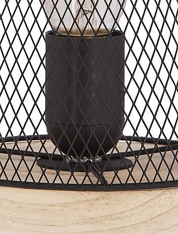 Lampe à poser grille et bois