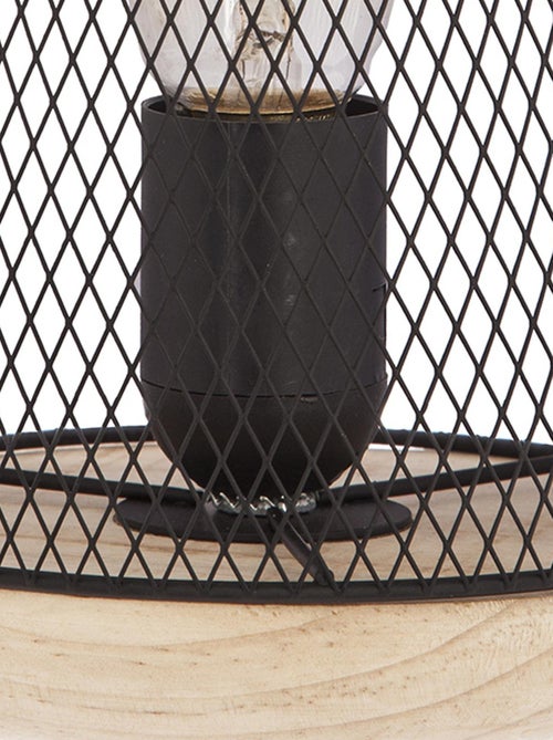 Lampe à poser grille et bois - Kiabi