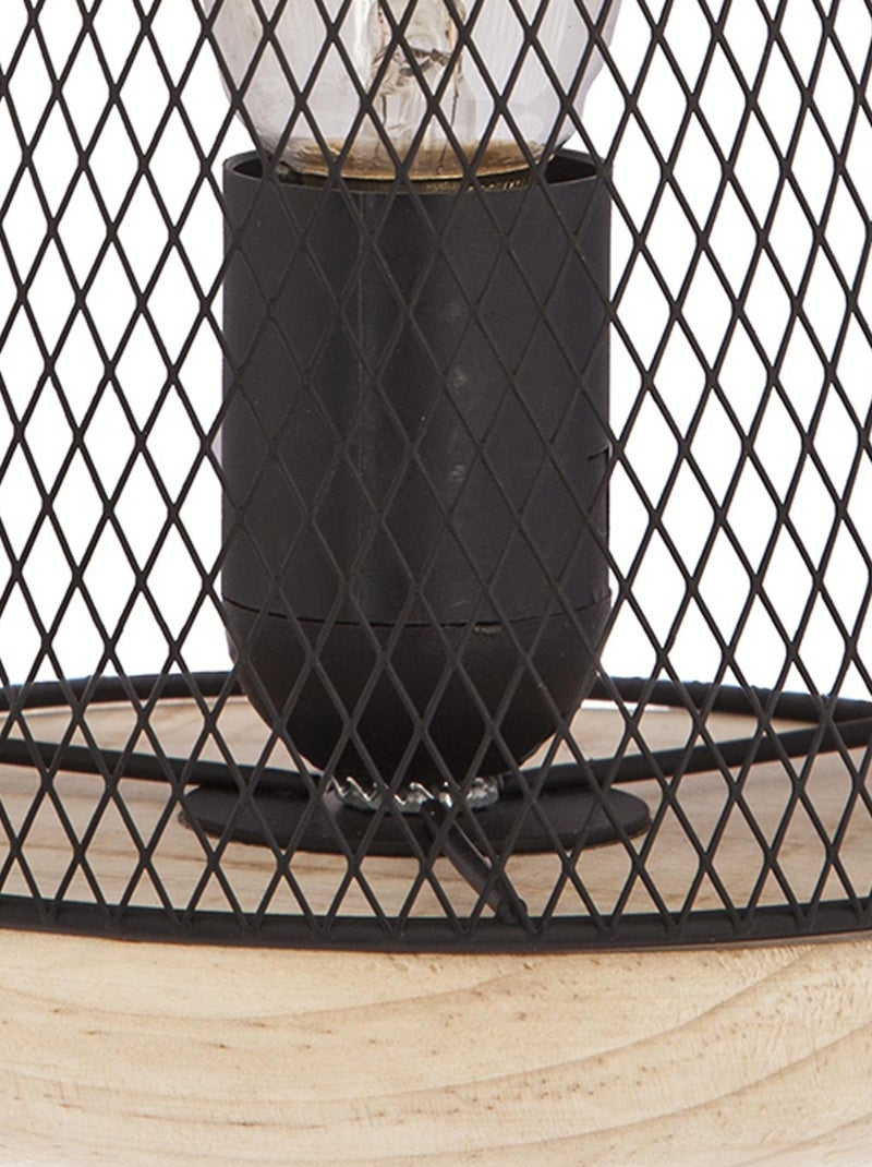 Lampe à poser grille et bois Noir - Kiabi