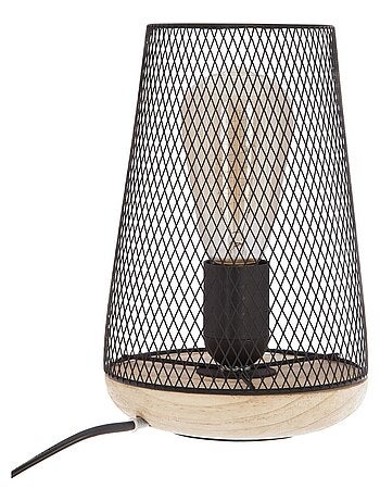 Lampe à poser industrielle en métal et bois ZELY