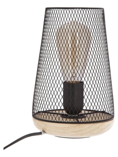 Lampe à poser industrielle en métal et bois ZELY - Kiabi