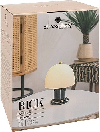 Lampe à poser LED verre sans fil à piles RICK
