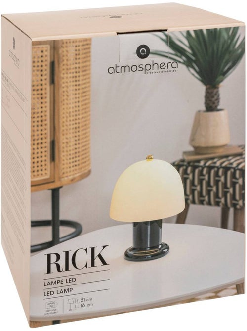 Lampe à poser LED verre sans fil à piles RICK - Kiabi