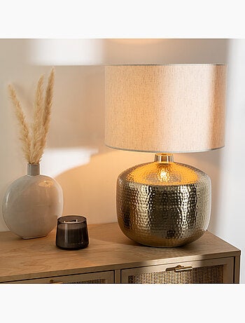 Lampe à poser métal et coton KAIS