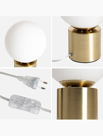 Lampe à poser métal et verre h 25cm nino