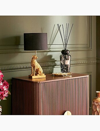 Lampe à poser métal résine léopard abat-jour tissu GEPI