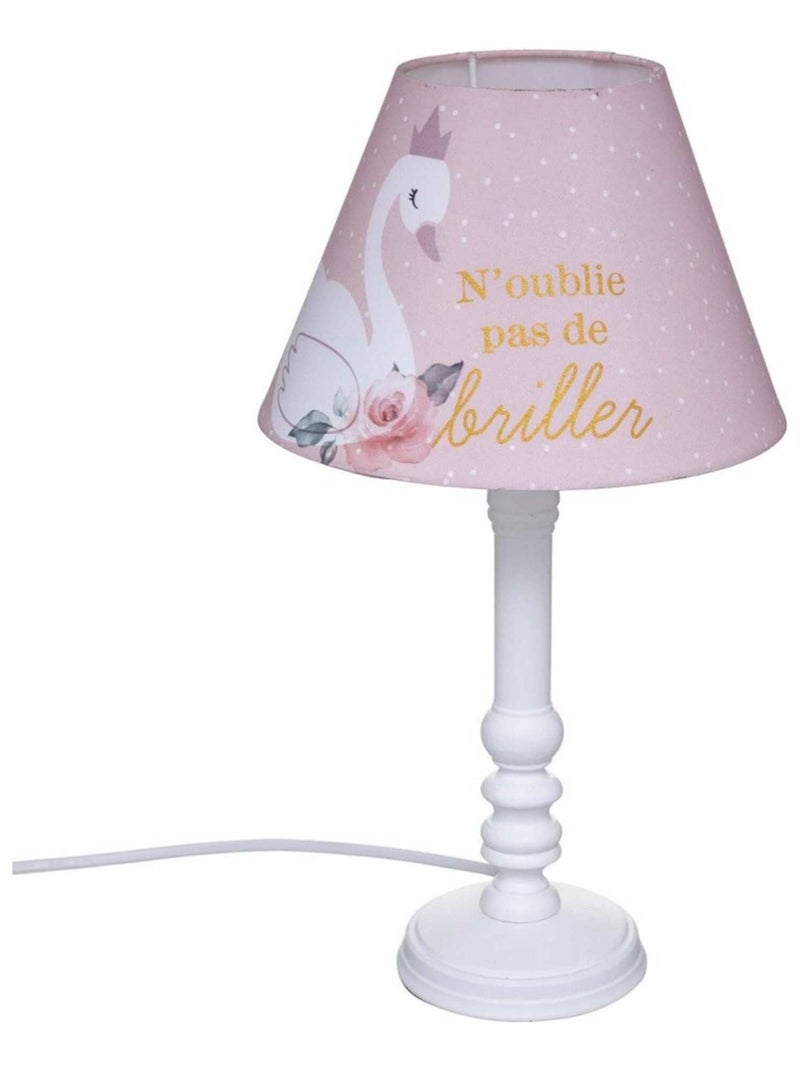 Lampe à poser Princesse pied bois Rose - Kiabi