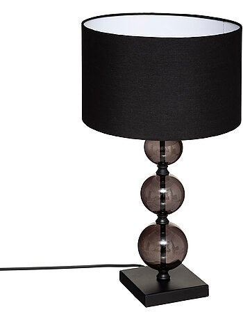 Lampe à poser sphères en verre et abat-jour coton ALMA