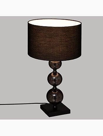 Lampe à poser sphères en verre et abat-jour coton alma