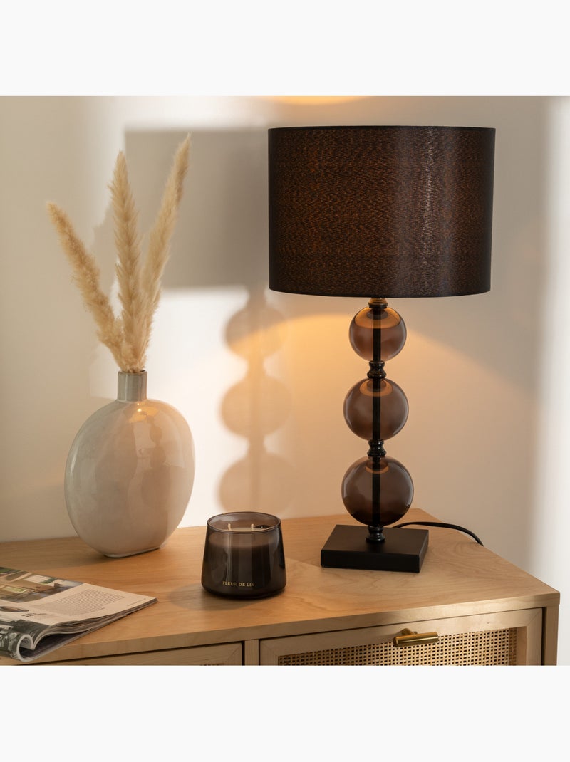 Lampe à poser sphères en verre et abat-jour coton ALMA Noir - Kiabi