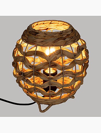 Lampe à poser sphérique en jacinthe d'eau tressée SAND