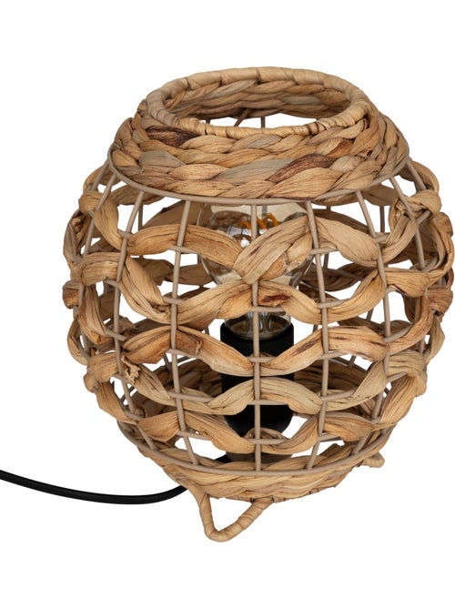 Lampe à poser sphérique en jacinthe d'eau tressée SAND - Kiabi