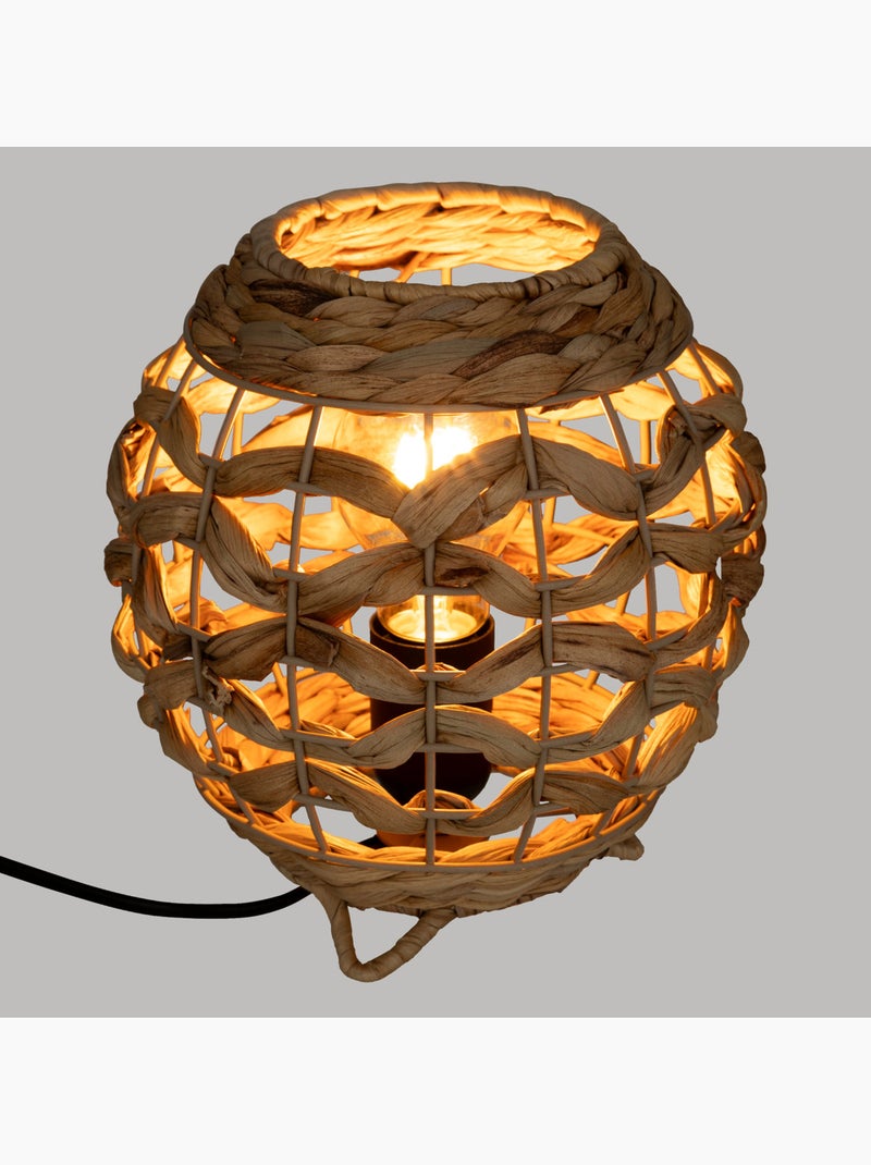 Lampe à poser sphérique en jacinthe d'eau tressée SAND Beige - Kiabi