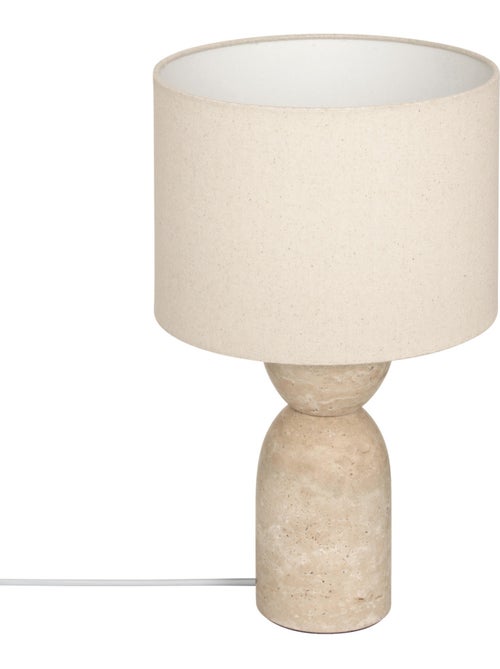 Lampe à poser travertin abat-jour lin ERIN - Kiabi