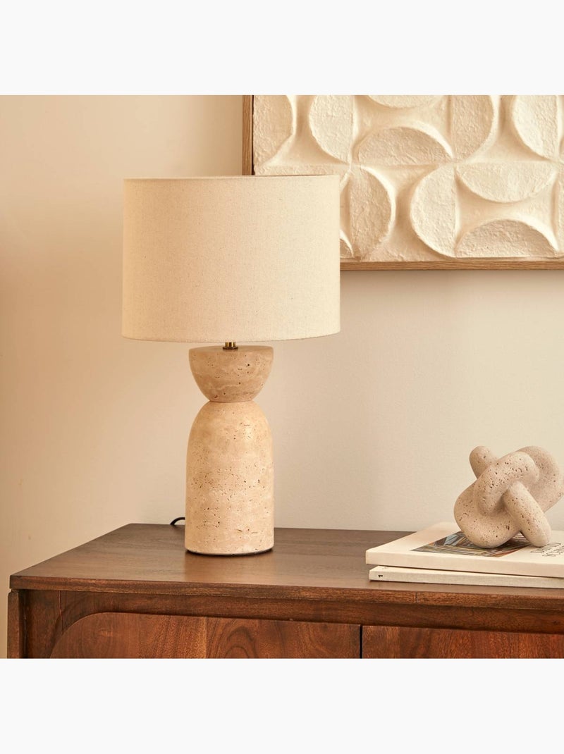 Lampe à poser travertin abat-jour lin ERIN Beige - Kiabi