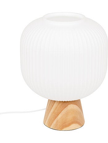 Lampe à poser verre cannelé et bois TRAVIS