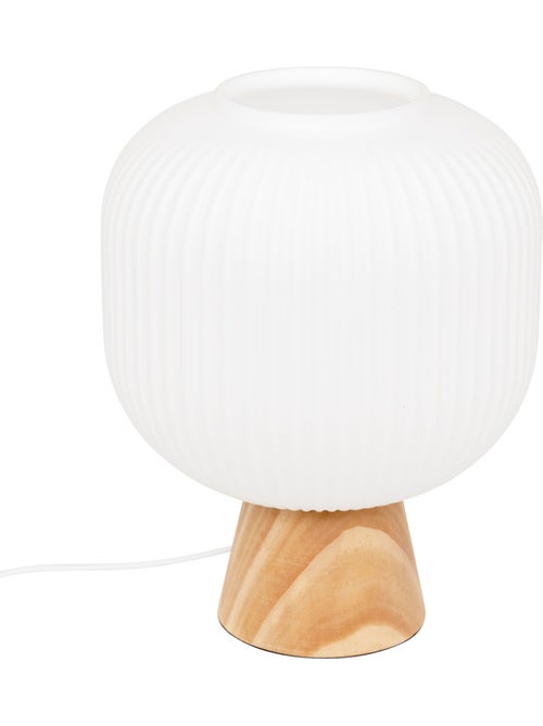 Lampe à poser verre cannelé et bois TRAVIS - Kiabi