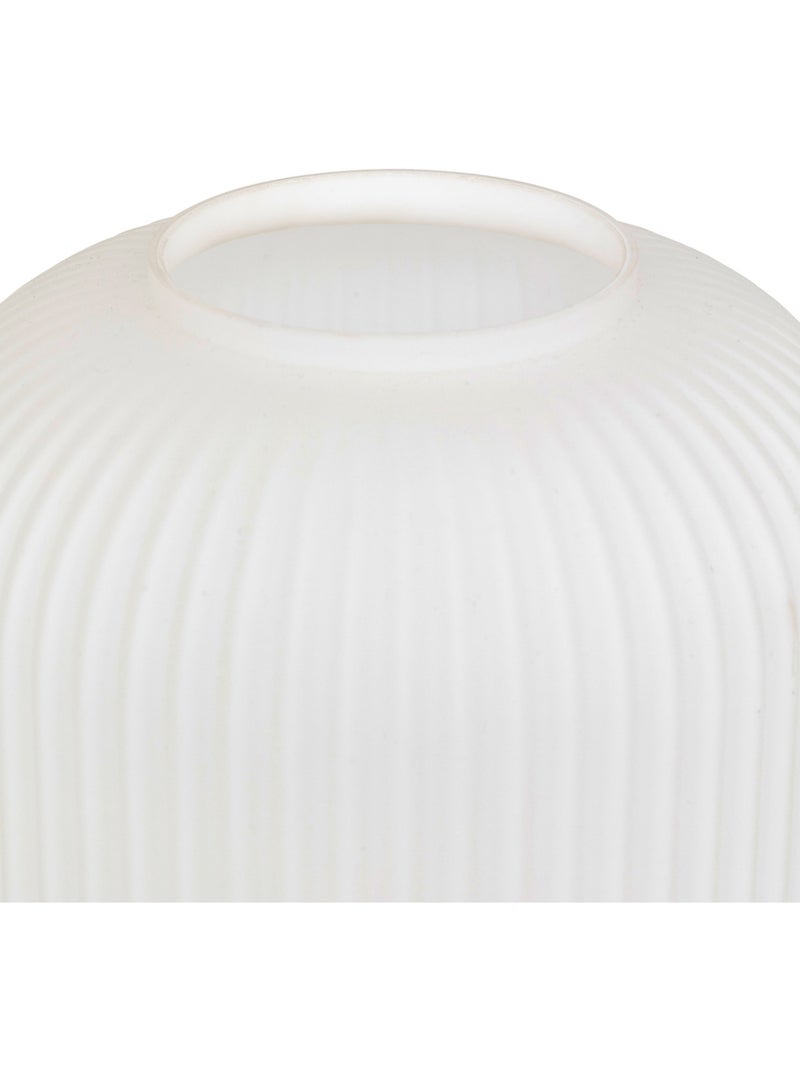 Lampe à poser verre cannelé et bois TRAVIS Blanc - Kiabi