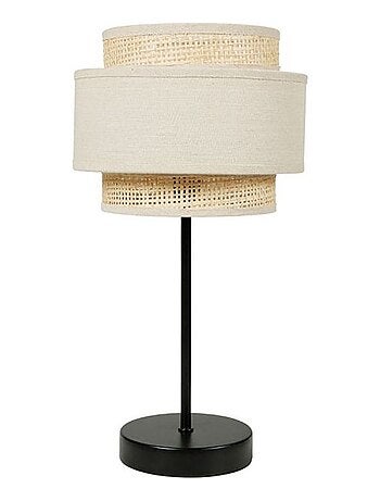 Lampe abat-jour papier rotin 3 niveaux beige