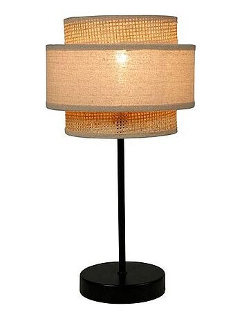 Lampe abat-jour papier rotin 3 niveaux beige