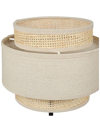 Lampe abat-jour papier rotin 3 niveaux beige