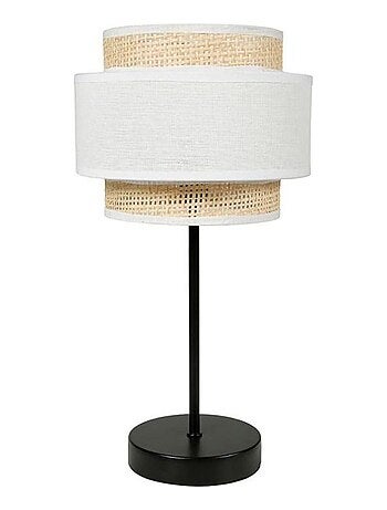 Lampe abat-jour papier rotin 3 niveaux blanc