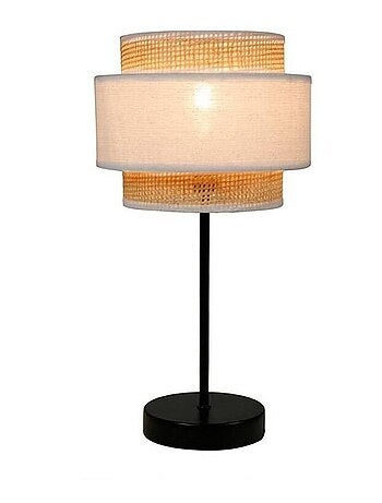 Lampe abat-jour papier rotin 3 niveaux blanc