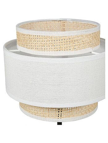 Lampe abat-jour papier rotin 3 niveaux blanc