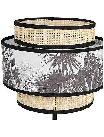 Lampe abat-jour papier rotin 3 niveaux ombrage