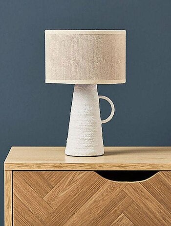 Lampe amphore métal Abisko blanche beige