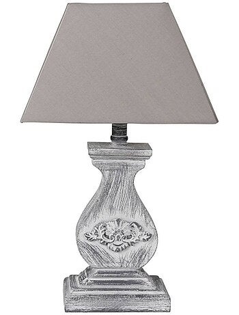 Lampe base rectangulaire en bois coloris gris