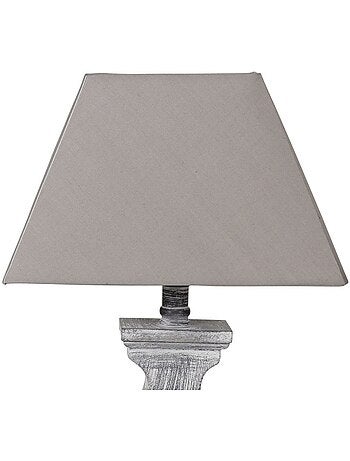 Lampe base rectangulaire en bois coloris gris