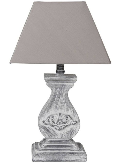 Lampe base rectangulaire en bois coloris gris - Kiabi