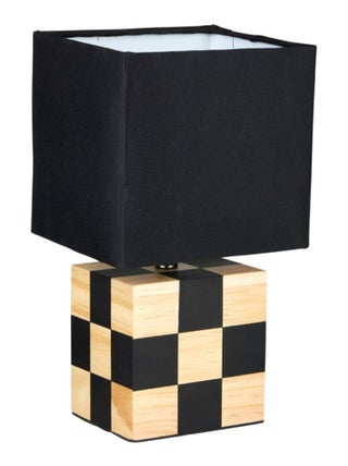 Lampe bois et tissu Damier