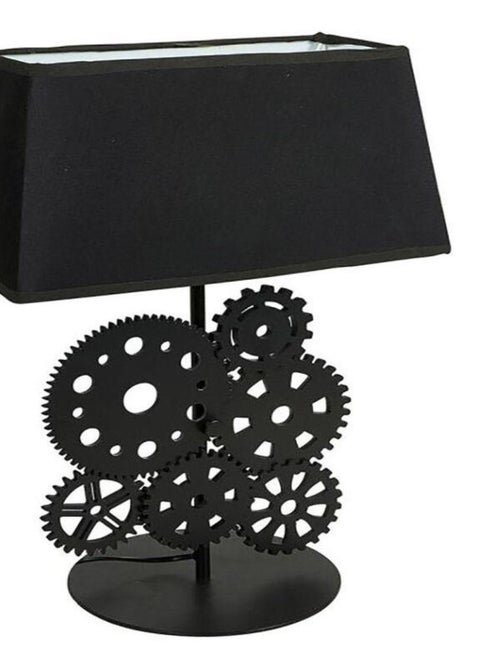 Lampe bois noir tissu rouages - Kiabi