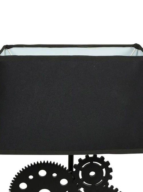 Lampe bois noir tissu rouages - Kiabi