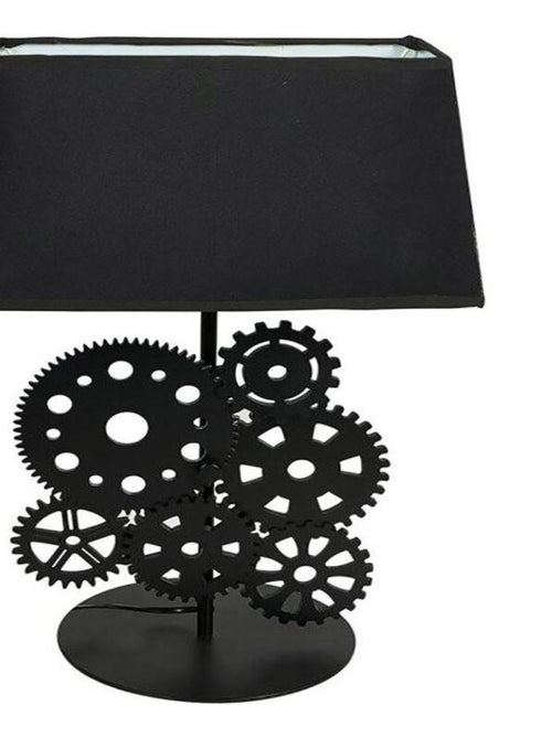 Lampe bois noir tissu rouages - Kiabi