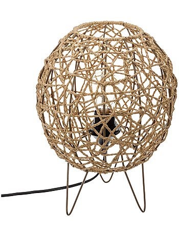 Lampe boule à poser - Effet rotin