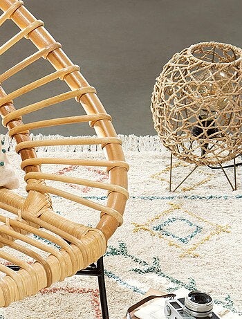 Lampe boule à poser - Effet rotin