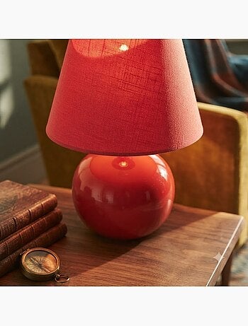 Lampe Boule en Céramique 24 cm Rouge