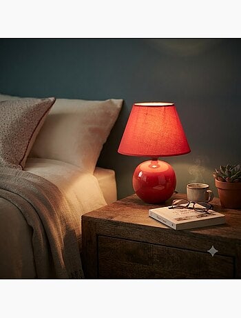 Lampe Boule en Céramique 24 cm Rouge