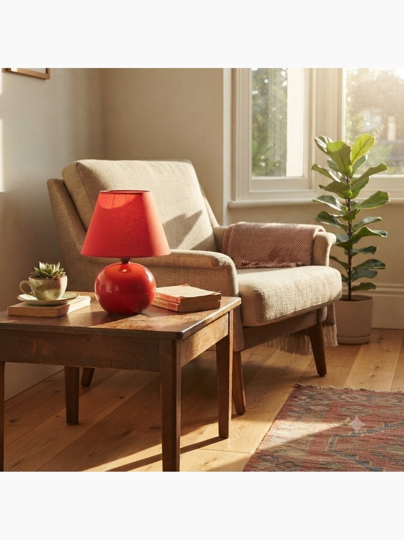 Lampe Boule en Céramique 24 cm Rouge Rouge - Kiabi