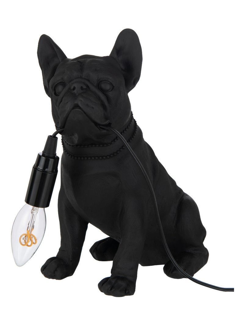 Lampe bulldog en résine Noir - Kiabi